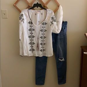 Embroidered peasant blouse.